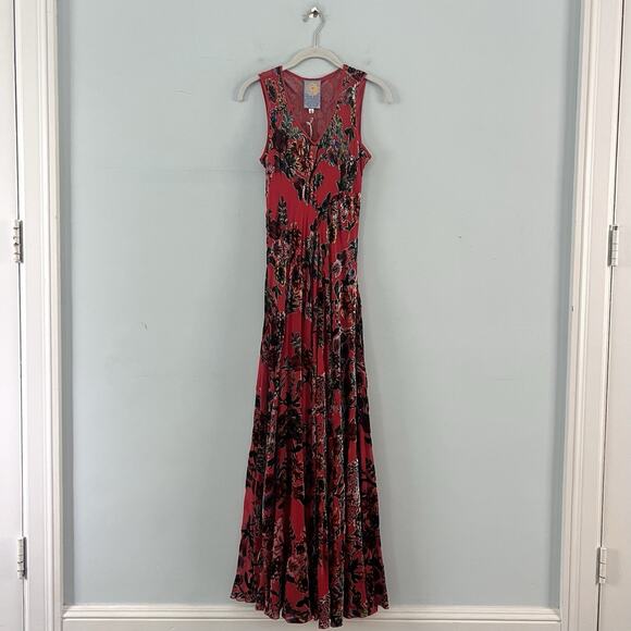 NWT Johnny Was Bias Bobcat Forest Silk Blend Red Floral Maxi Dress - Picture 5 of 11